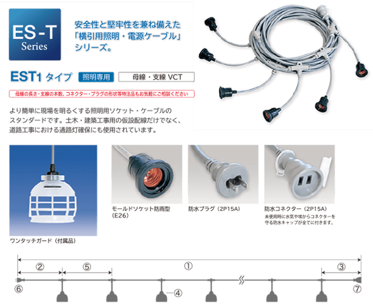 HASEGAWA(長谷川製作所) 分岐ケーブル ESTシリーズ 50m 防水ソケット×12 EST150M12L - 4